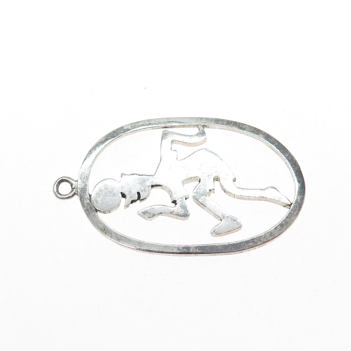 925 Sterling Silver Vintage Football Player Cartoon Character Charm Pendant