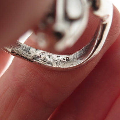 925 Sterling Silver Vintage Cobra Snake Oxidized Ring Size 9