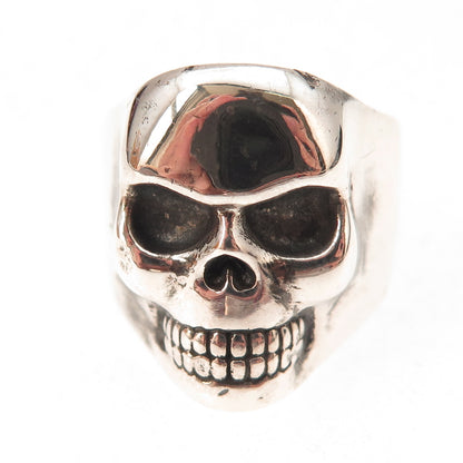 King Baby Studio 925 Sterling Silver Vintage Skull Oxidized Biker Ring Size 9.25