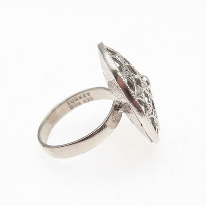 925 Sterling Silver Floral Dome Ring Size 6