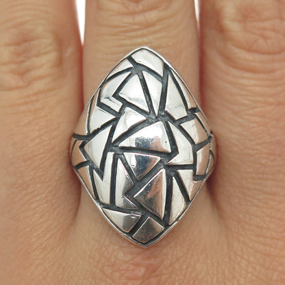 925 Sterling Silver Vintage Maze Modernist Statement Ring Size 11.25