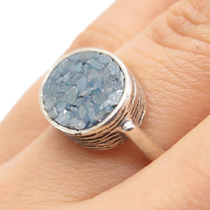 SAMUEL BENHAM 925 Sterling Silver Vintage Real Diamond Inlay Ring Size 5.5