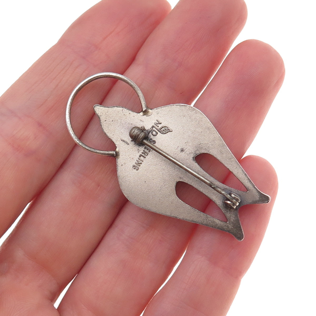 Fleming H. Revel 925 Sterling Silver Vintage Swallow Bird Oxidized Pin Brooch