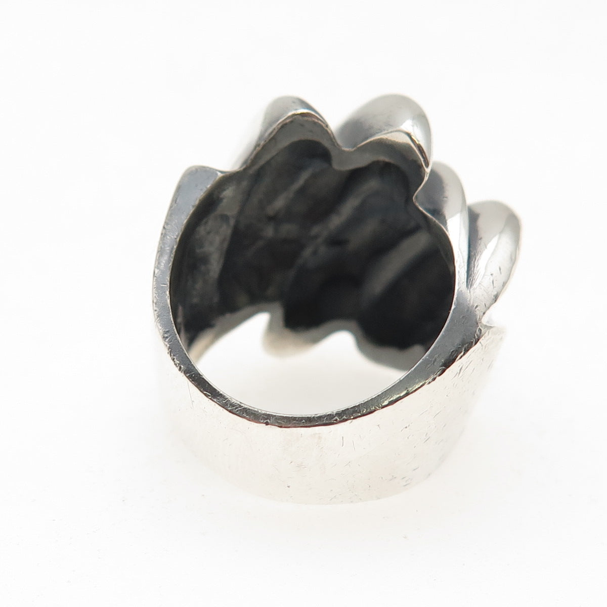 Joseph Masaniello Sterling Silver Vintage Modernist Ribbed Oxidized Ring Size 6