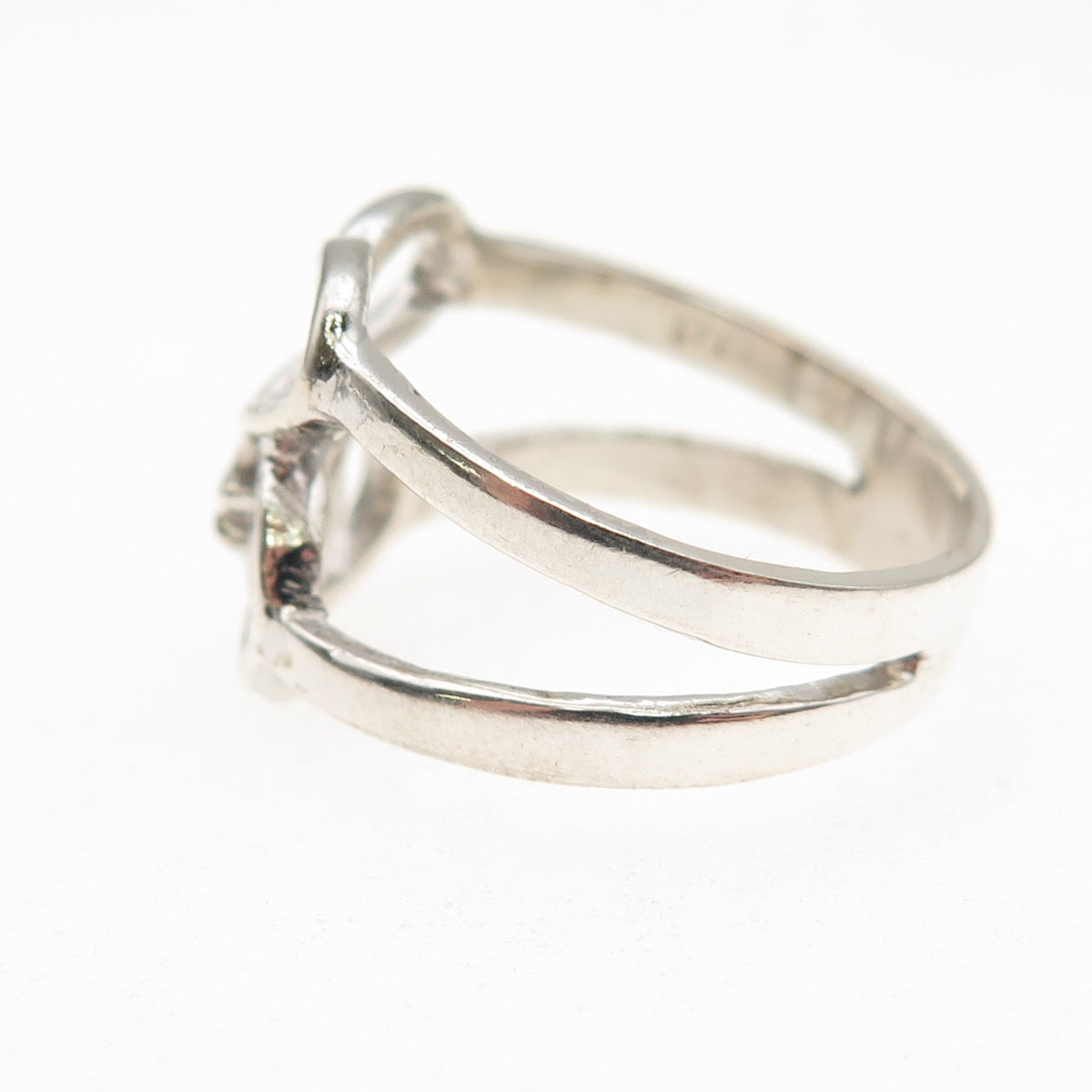 925 Sterling Silver Vintage Star of David Heart Ring Size 7.5