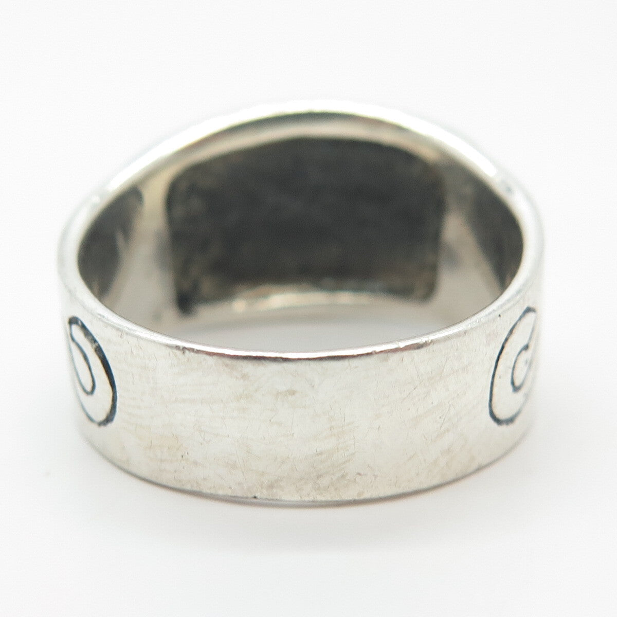 925 Sterling Silver Vintage Etched Ring Size 9