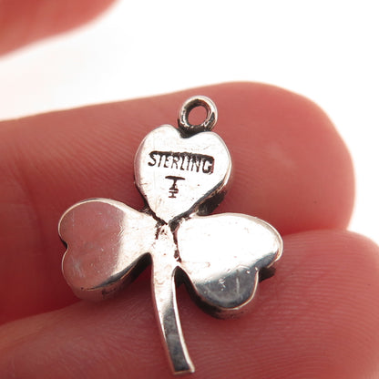 Tommy Long Navajo Old Pawn 925 Sterling Vintage Turquoise Inlay Clover Pendant