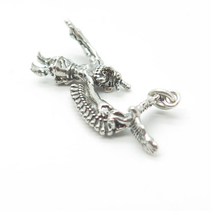 925 Sterling Silver Vintage Indian Chief Eagle Tribal Charm Pendant