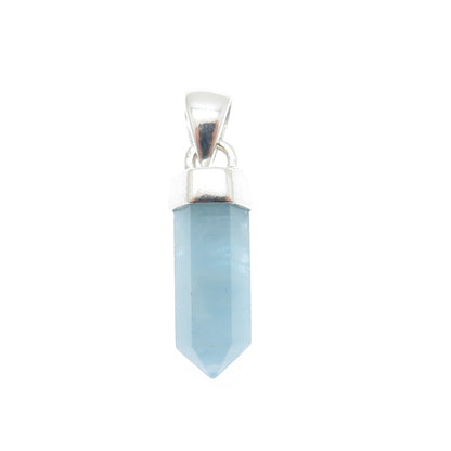 925 Sterling Silver Vintage Real Milky Aquamarine Amulet Charm Pendant