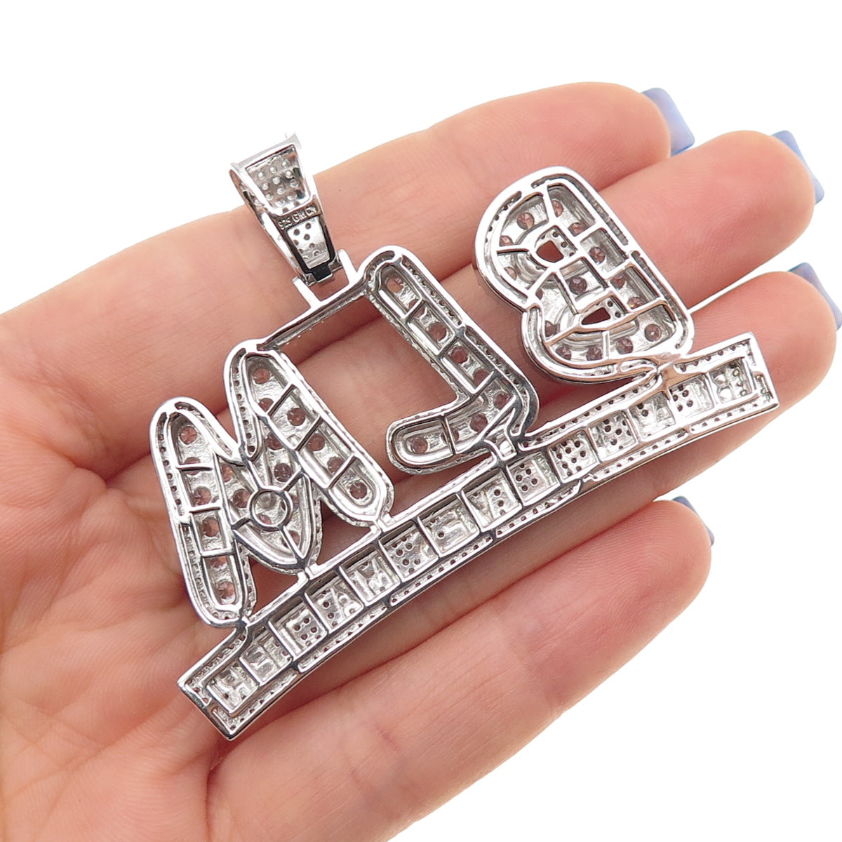 925 Sterling Silver Round-Cut C Z Black Lives Matter Pendant