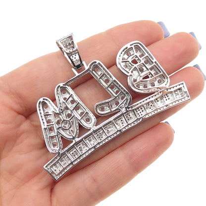 925 Sterling Silver Round-Cut C Z Black Lives Matter Pendant