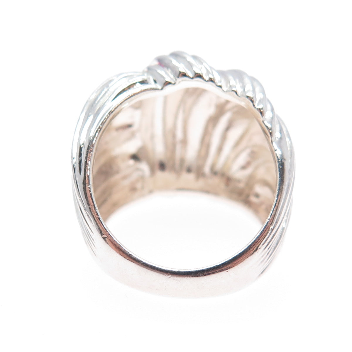 ROSS SIMONS 925 Sterling Silver Vintage Modernist Ribbed Dome Ring Size 6
