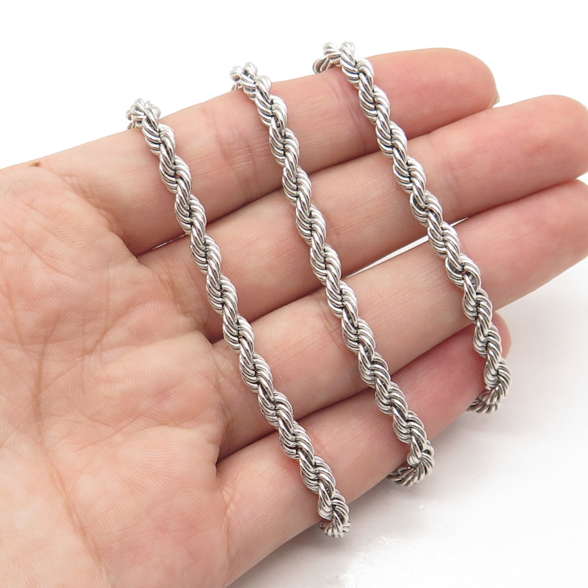 925 Sterling Silver Twisted Rope Chain Necklace 18"