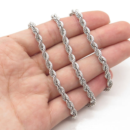 925 Sterling Silver Twisted Rope Chain Necklace 18"