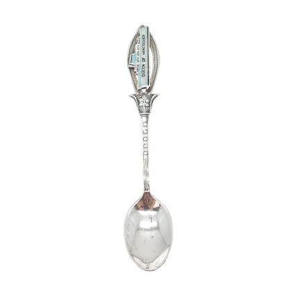 925 Sterling Silver Antique Art Deco Enamel Queen of Vancouver Coffee Spoon