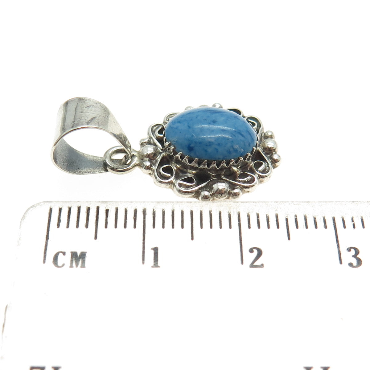 NELSON BURBANK 925 Sterling Silver Vintage Southwestern Denim Lapis Gem Pendant