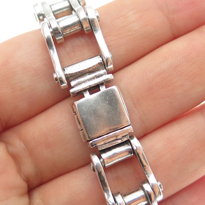 925 Sterling Silver Vintage Heavy 72.4g Motorcycle Chain Bracelet 8.75"