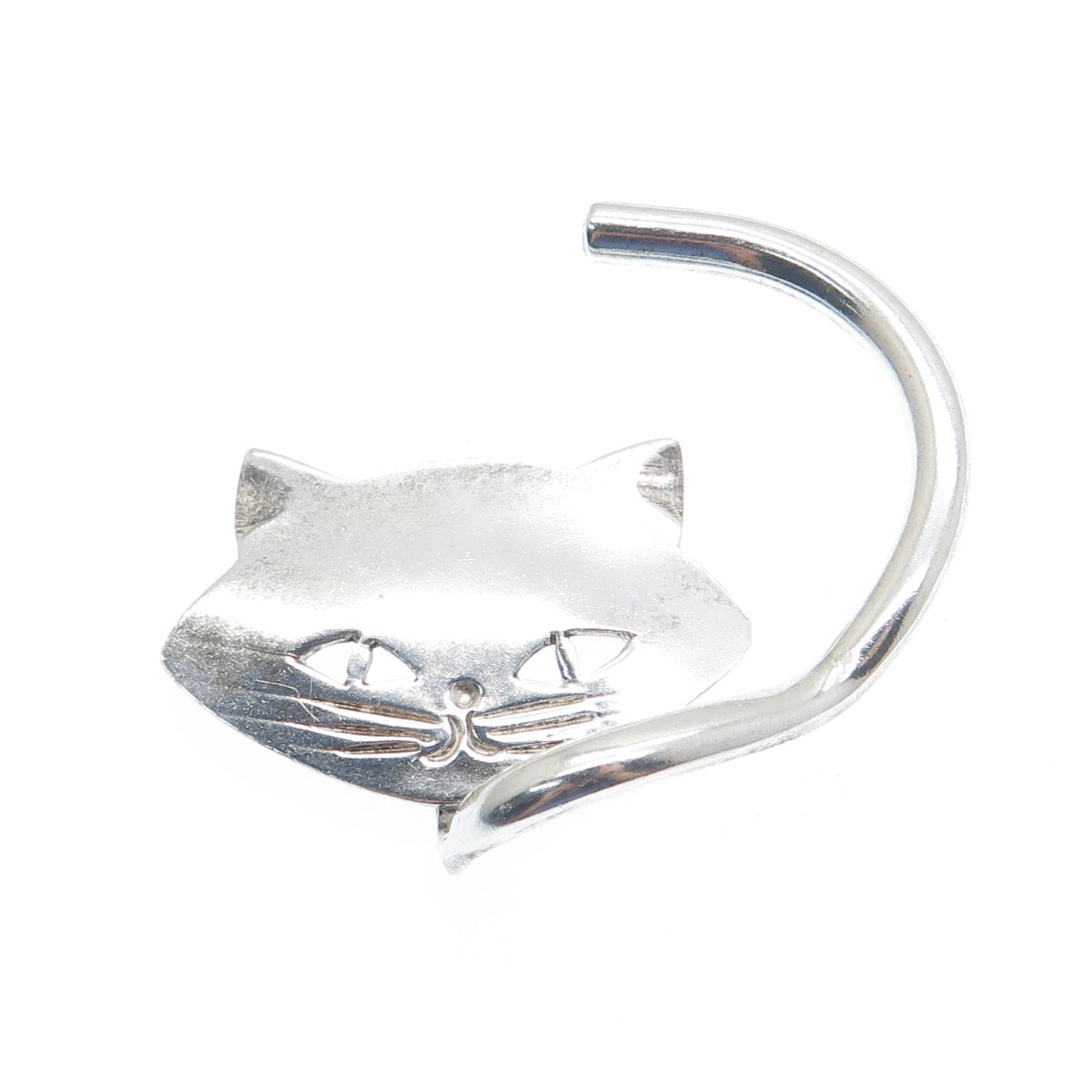 925 Sterling Silver Vintage Mexico Modernist Cat Pin Brooch