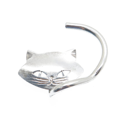 925 Sterling Silver Vintage Mexico Modernist Cat Pin Brooch