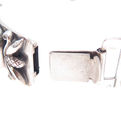 GEORG JENSEN 925 Sterling Silver Antique Acorn Panel Link Bracelet 6.75" #478