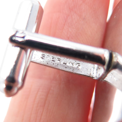 925 Sterling Silver Antique Art Deco Real Akoya Pearl Engraved Cufflinks