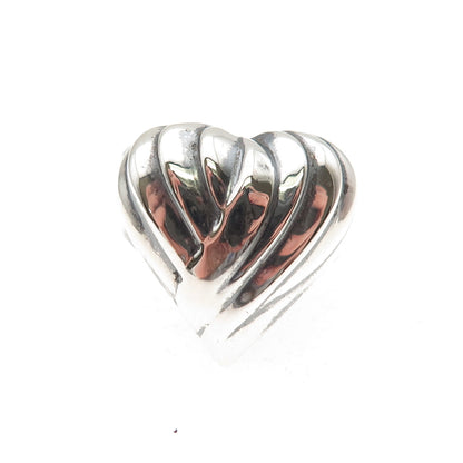Ken Crafts 925 Sterling Silver Vintage Modernist Heart Oxidized Ring Size 7.25