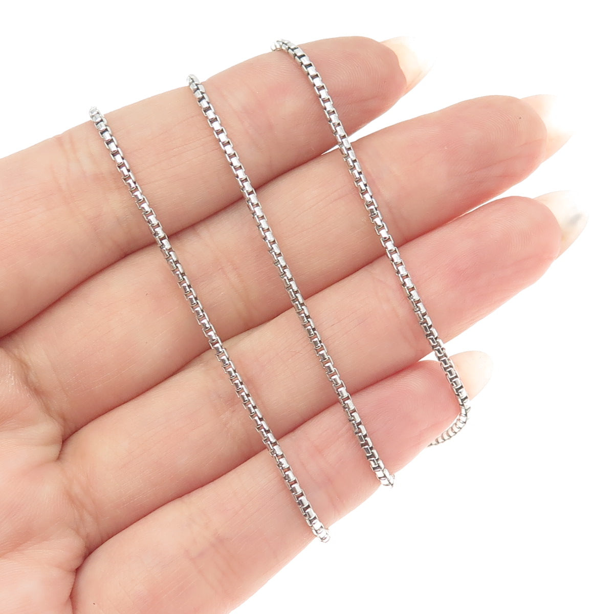 925 Sterling Silver Italy Round Box Chain Necklace 18"