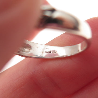 Solvar Sterling Silver Vintage Ireland Real Green Amethyst Trinity Ring Size 8
