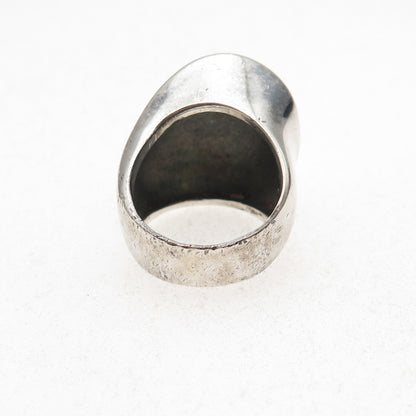 925 Sterling Silver Vintage Mexico Modernist Oxidized Ring Size 5.5