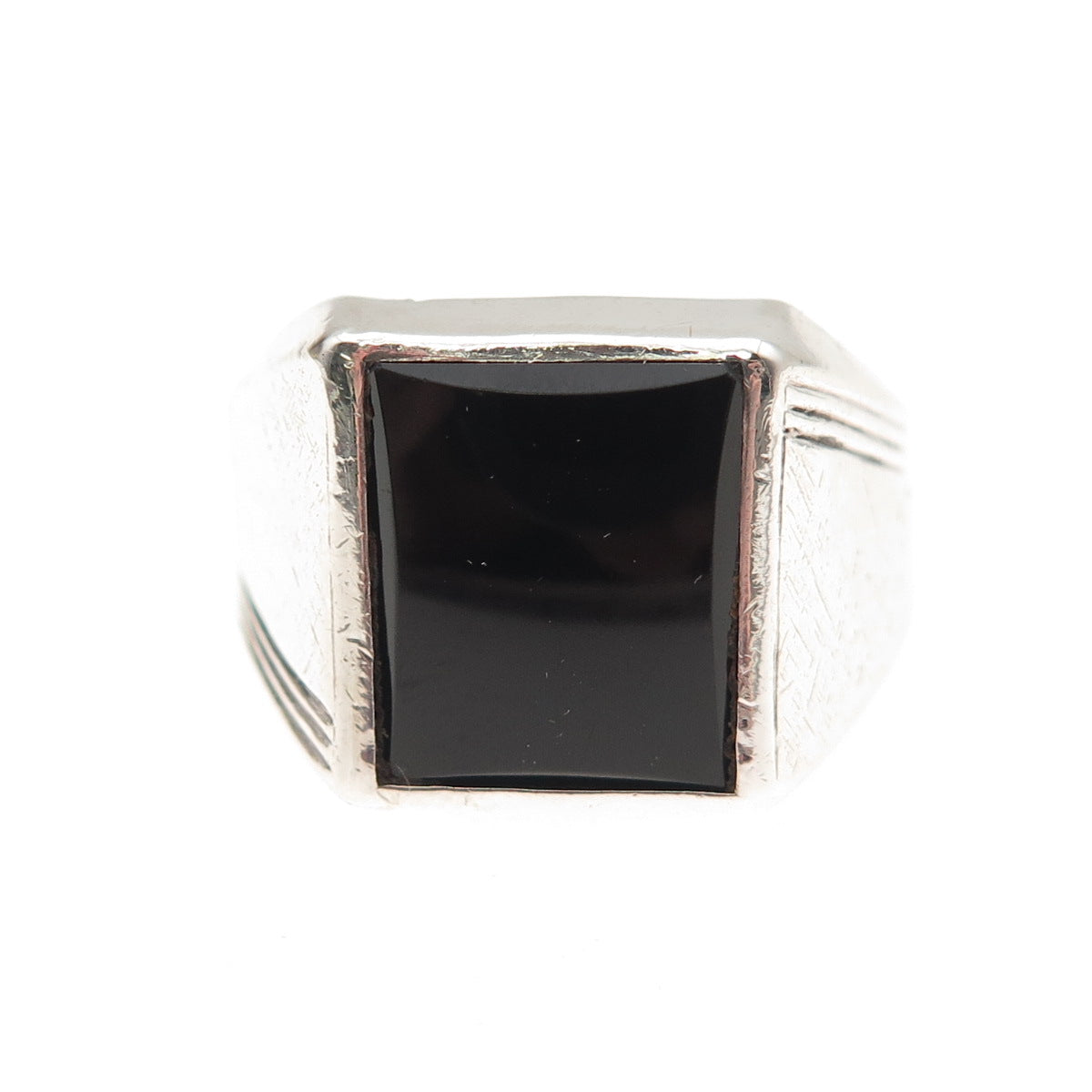 Vargas 925 Sterling Silver Antique Art Deco Real Black Onyx Signet Ring Size 9