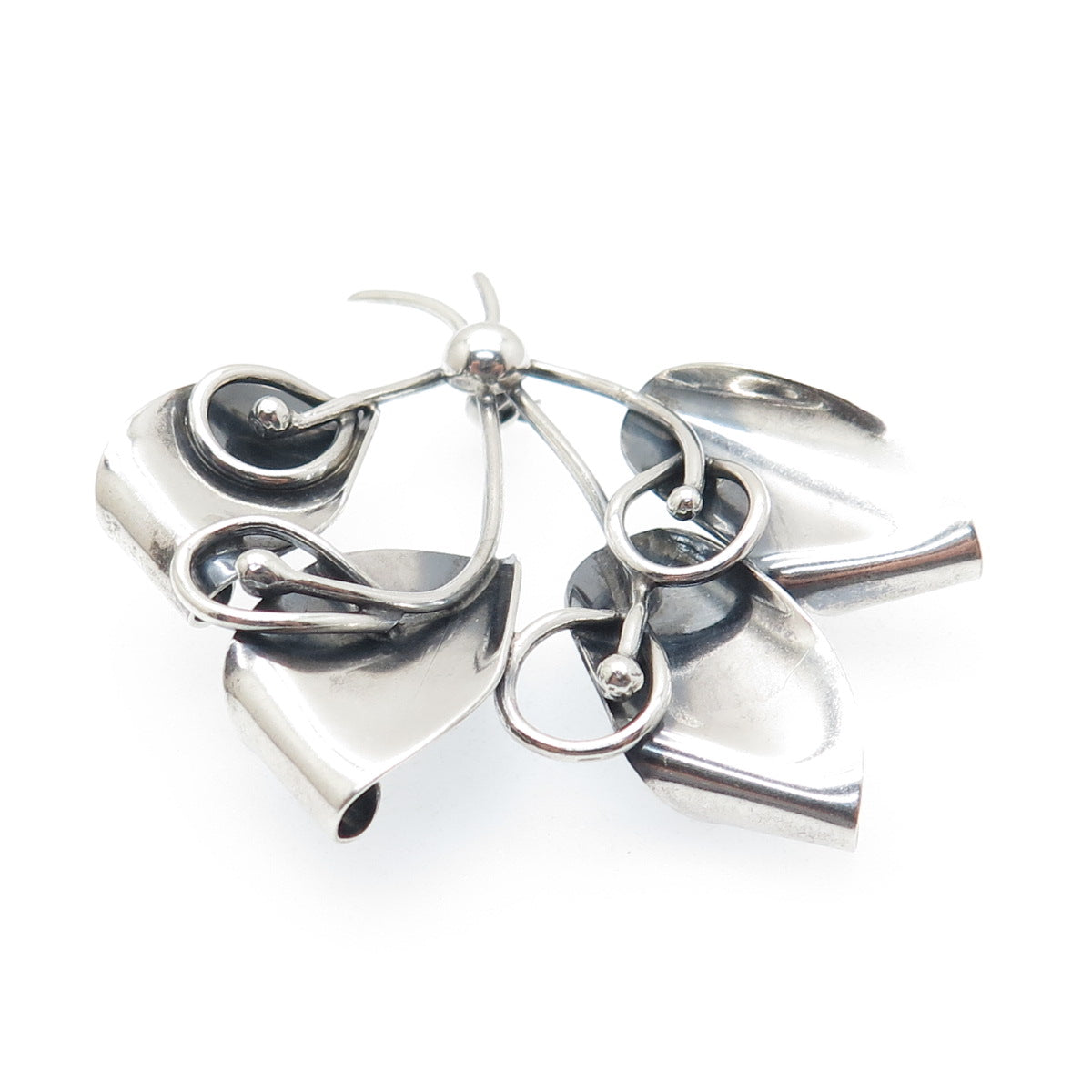CARL OVE FRYDENSBERG Sterling Silver Vintage Denmark Modernist Lily Pin Brooch