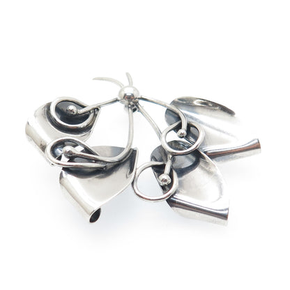 CARL OVE FRYDENSBERG Sterling Silver Vintage Denmark Modernist Lily Pin Brooch