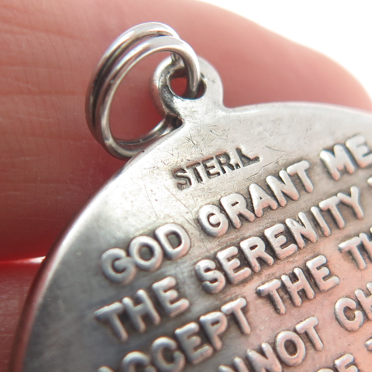 925 Sterling Silver Vintage Hands In Prayer Religious Oxidized Round Pendant