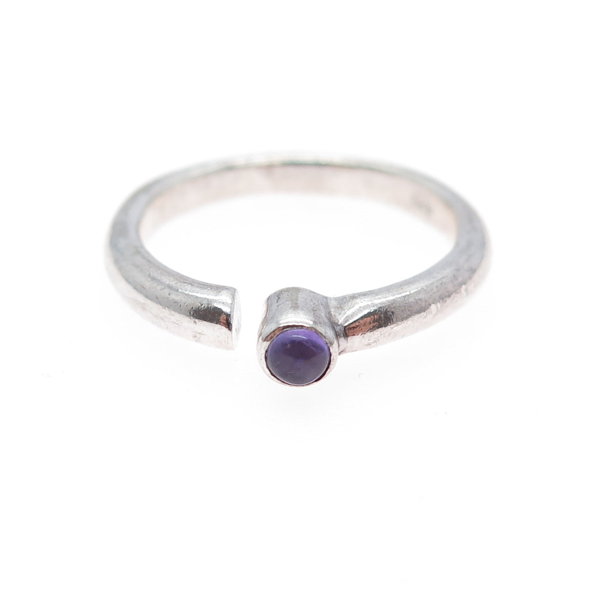 925 Sterling Silver Vintage Real Amethyst Adjustable Ring Size 6.25