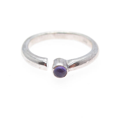 925 Sterling Silver Vintage Real Amethyst Adjustable Ring Size 6.25