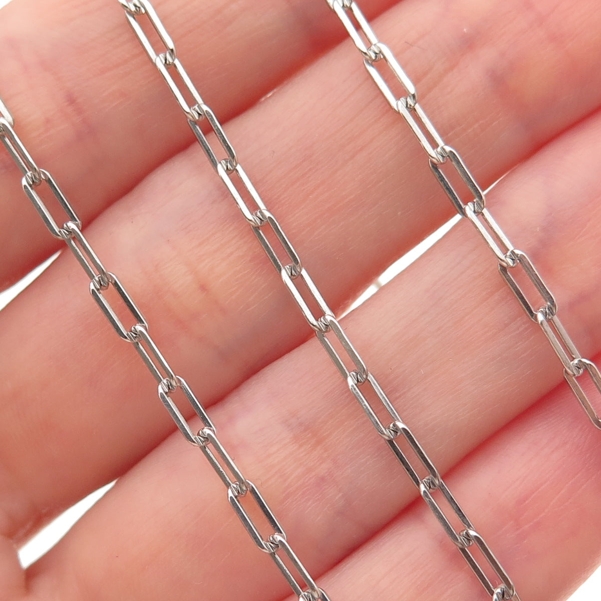 925 Sterling Silver Paperclip Chain Necklace 20-22"