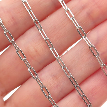 925 Sterling Silver Paperclip Chain Necklace 20-22"
