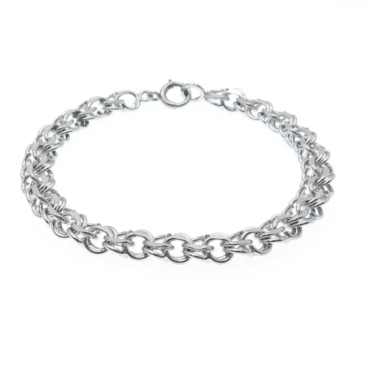 925 Sterling Silver Antique Art Deco Bismark Link Bracelet 7.5"