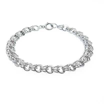 925 Sterling Silver Antique Art Deco Bismark Link Bracelet 7.5"