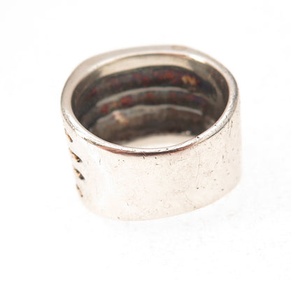Chateau D’Argent 925 Sterling Silver 14K Gold Vintage Ribbed Ring Size 8