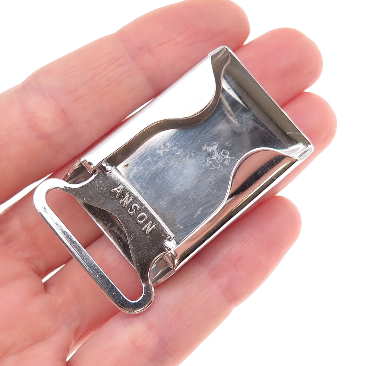Anson Sterling Silver 2-Tone Antique Art Deco Enamel Masonic Symbol Belt Buckle