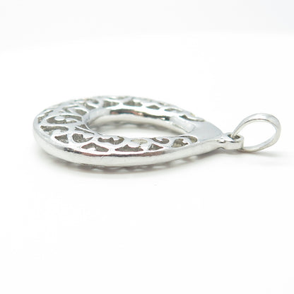 925 Sterling Silver Vintage Ornate Teardrop 3D Pendant
