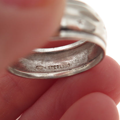 Uncas 925 Sterling Silver Antique Art Deco Celestial Oxidized Band Ring Size 8