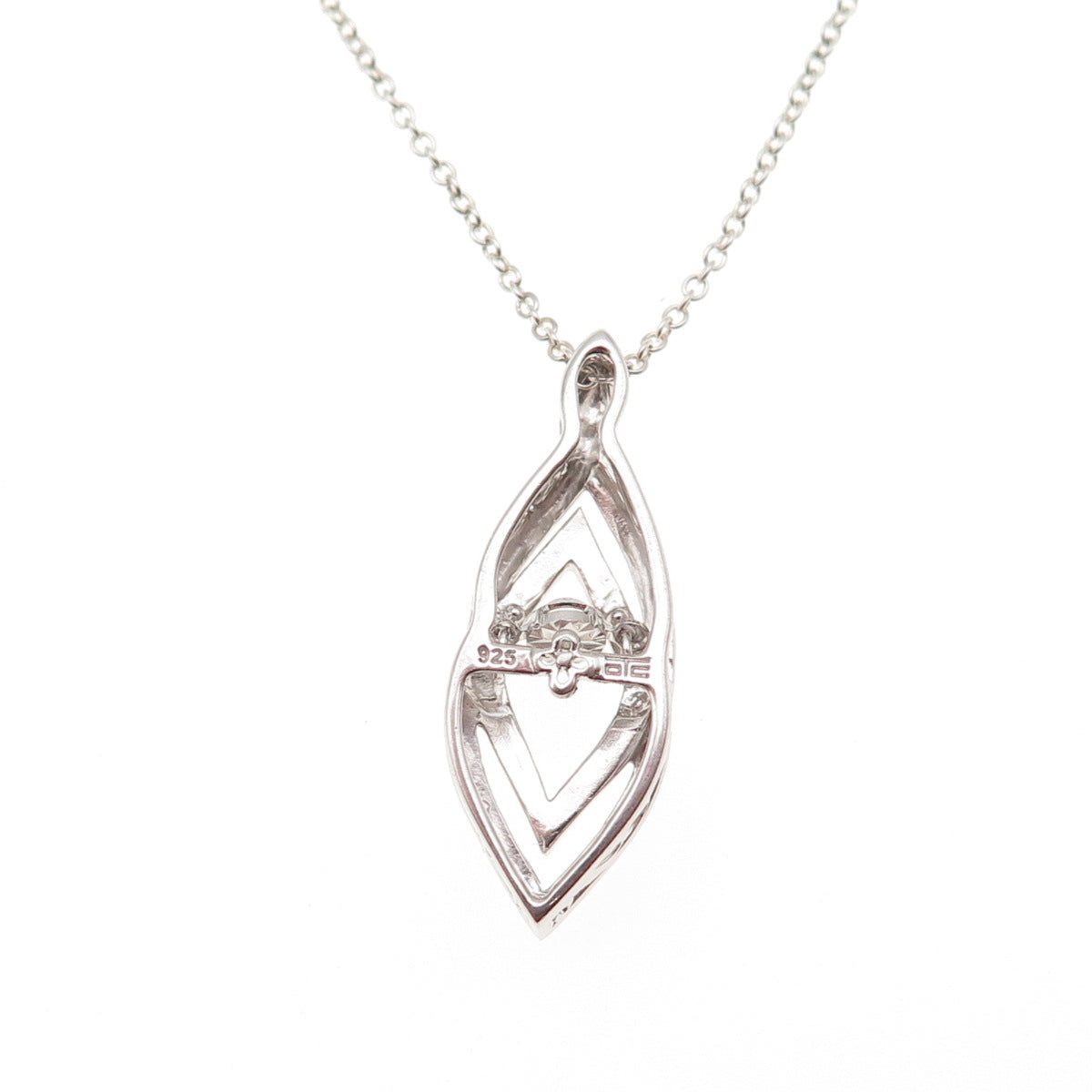 925 Sterling Silver Real Round-Cut Diamond Interlocked Cable Chain Necklace 18"