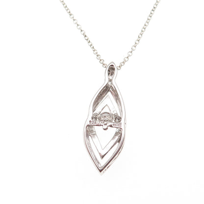 925 Sterling Silver Real Round-Cut Diamond Interlocked Cable Chain Necklace 18"