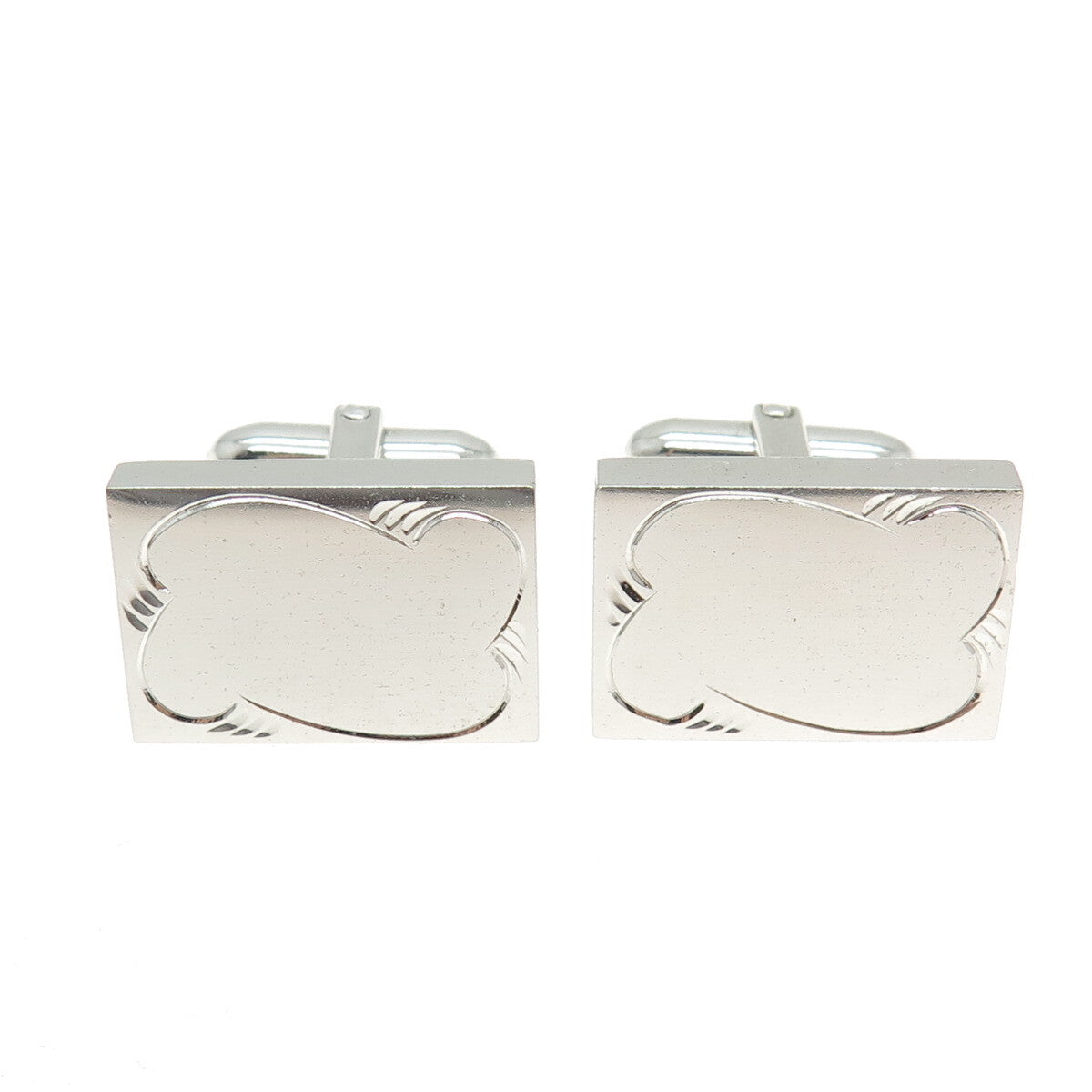 LAMODE 925 Sterling Silver Antique Art Deco Engraved Cufflinks