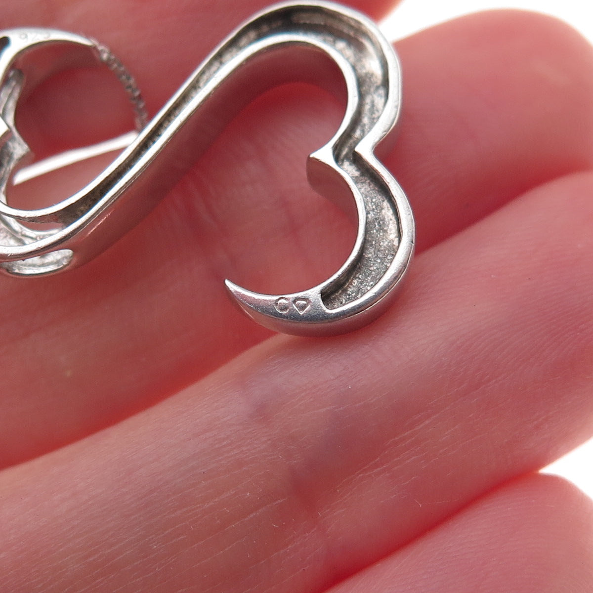925 Sterling Silver Open Heart Box Chain Necklace 18"