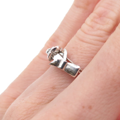 925 Sterling Silver Vintage Mexico Fede Gimmel Friendship Folding Ring Size 5.25