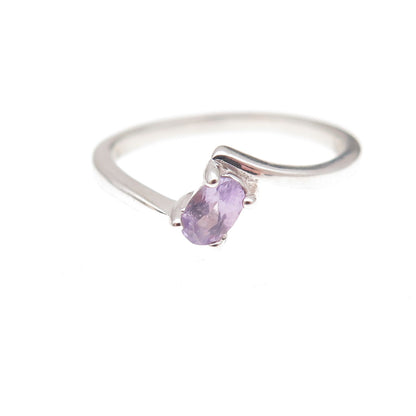 Nevada 925 Sterling Silver Vintage Real Amethyst Bypass Ring Size 6.25