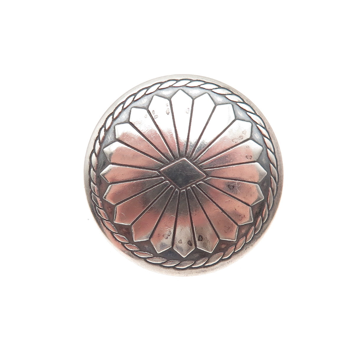 Old Pawn 925 Sterling Silver Vintage Southwestern Concho Oxidized Tribal Button